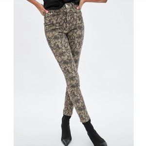 Zara Snake Python Print High Rise Skinny Jeans